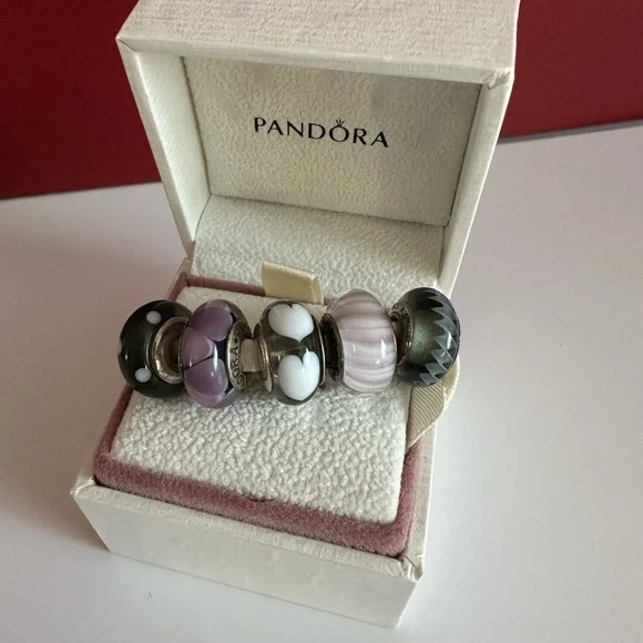 Pandora Women's 5 Murano glass charms - Picture 1 of 4